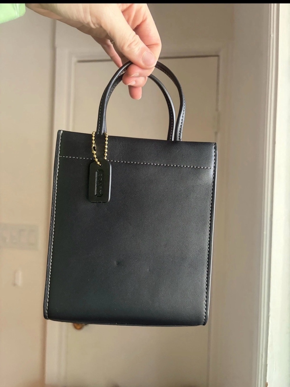 COACH Glove Tanned Leather Mini Cashin Carry Tote black C4828 Bag Purse